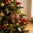 thumbnail image 2 of STPToys Christmas Decoration Electroplated Plastic Hanging Ball Ornament 8CM Coffee With Gold Glitter Branch Design For Xmas Tree Holiday Party Decor, 2 of 6
