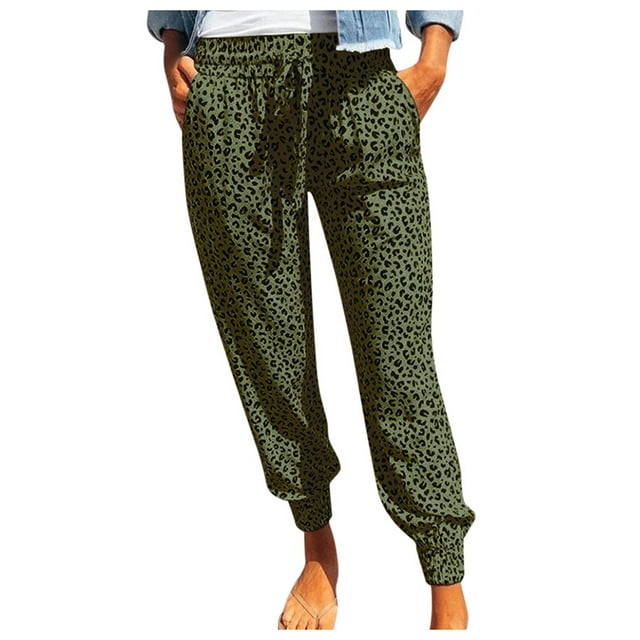 Birdeem Pantalon Décontracté pour Femme Été Pantalon à Imprimé Léopard Bas Pantalon de Sport