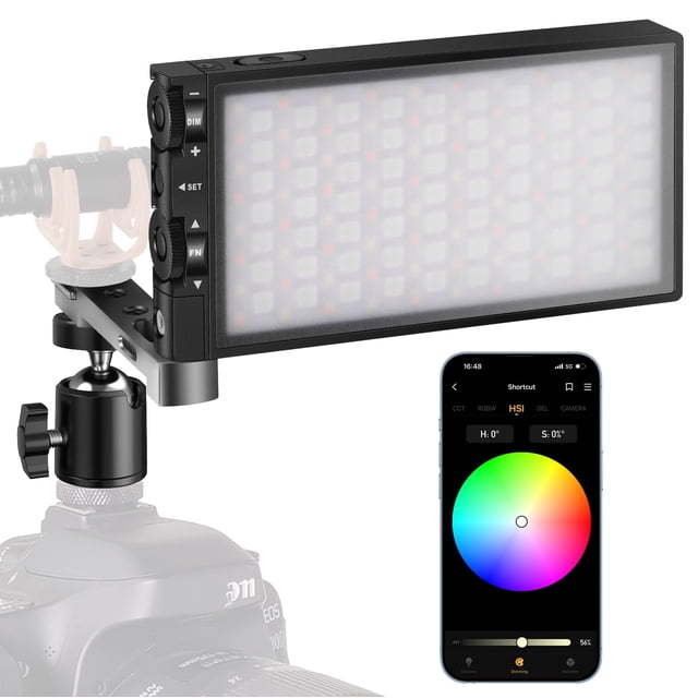 Luz de vídeo RGB Pixel G1s con control de aplicación Batería recargable integrada de 12 W Luz de cámara LED 10 efectos de iluminación comunes CRI=97 Luz de vídeo RGB de 2500-8500 K con cuerpo de aleac