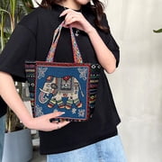 Traditional Women Tote Bag, Travel Bag, Handmade Casual Handbags for Outdoor , Blue F