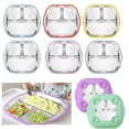 thumbnail image 2 of Visland Stainless Steel Toddler Plate with Suction Base 3-Compartment Baby Bowl Non-Slip Silicone Grip Unbreakable Metal Kids Dish, 2 of 8