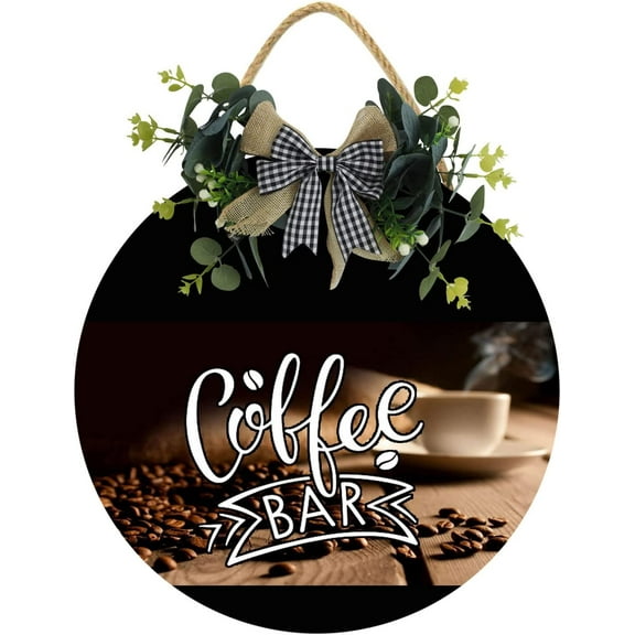Eveokoki 12" Coffee Bar Sign,Coffee Bar Sign Farmhouse Coffee Wooden Sign,Rustic Wood Coffee Table Sign Vintage Coffee Wood Plaque Decor