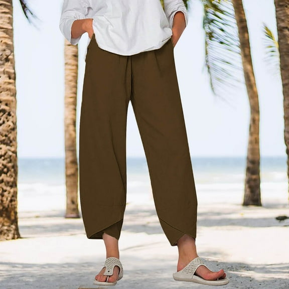 Tittly Sweatpants Women Lounge Pants Women Women's Pants Casual Summer Cotton Cropped Pants Pants Trousers Womens Pants Barrel Pants Women Coffee L