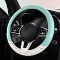 thumbnail image 5 of Non-Slip Silicone Steering Wheel Cover, Thin Lightweight, Universal Fit 36-40cm, All Season, Sports Style, Blue, 5 of 6