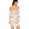 thumbnail image 3 of Borke Women's Casual Floral Print Off Shoulder Trumpet Sleeve Swing Dress, 3 of 6