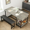 thumbnail image 2 of BeesClover Dining Table Set, Retro Brown Dining Set for 4 with Upholstered Benches, Kitchen Dining Table Set with Storage Drawers and Wine Rack for Small Spaces, 2 of 8