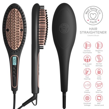 Professional Anti-scald Ceramic Hair Straightener Brush, Household Thermostatic Hair Straightening B
