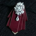 thumbnail image 2 of MENDENG Burgundy Handmade Crystal Pretied Bowtie Mens Adjustable Brooch Pin Necktie Wedding Gifts, 2 of 6