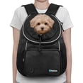 thumbnail image 2 of Mochila frontal para perros PetaMi, ajustable, negra, 6,8 kg, 2 of 7