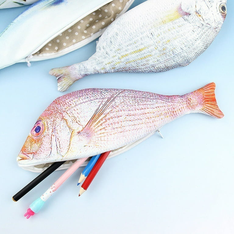Cheers.US 4 Pcs/Set Fish Shaped Pencil Case Novelty Fish Pen Bag