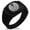 Black, variant on Stainless Steel Tsugara Samurai Crest CZ Ribbed Needle Stripe Pattern Biker Style Polished Ring