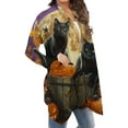 thumbnail image 4 of Fewfanhot Womens Cardigan Halloween Long Sleeve Cardigan Fall Open Front Cardigan Pumpkin Print Medium Length Coat, 4 of 6