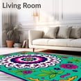 thumbnail image 2 of ODIKA 3'x5' Machine Washable Non-Slip Area Rug, Medallion Interlocking Scrollwork Motif with Artistic Distress Detailing High Traffic Rug with Pad, Pink, 657176, 2 of 8