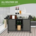 thumbnail image 6 of HOMEFUN Outdoor Bar Cart with Storage Cabinet - Waterproof Serving BBQ Grill Cart on Wheels for Patio and Backyard, 6 of 13