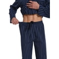 thumbnail image 3 of Apparonia Conjunto de Pijamas para Hombre de Algodón con Cuello con Muesca Pijamas para Hombre de Manga Larga Ropa de Dormir para Hombre con Bolsillos y Frente Fly Rayas Azul Oscuro L, 3 of 7