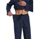 thumbnail image 3 of Apparonia Conjunto de Pijamas para Hombre de Algodón con Cuello con Muesca Pijamas para Hombre de Manga Larga Ropa de Dormir para Hombre con Bolsillos y Frente Fly Rayas Azul Oscuro S, 3 of 7