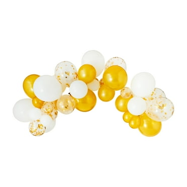 Gold/White/Confetti-Filled Latex Balloon Arch Kit, 36 Pieces