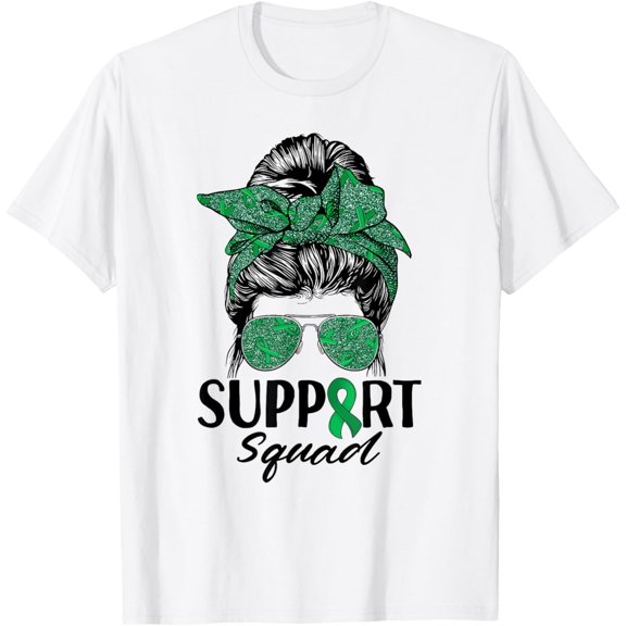 t-shirt Messy Bun Sunglasses Support Squad Liver Disease Awareness T-Shirt mens, woman, white,funny,journey,Crew Neck, Short Sleeve,custom clothing patterns.gift