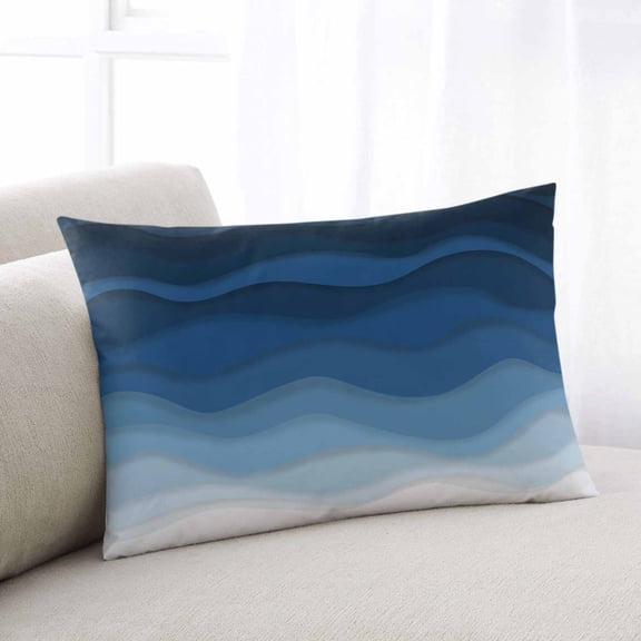 Navy Blue Ombre King Size Pillow Cover, Pillowcase Protectors with Zipper, Breathable Decorative Throw Pillow Case Cover, Modern Moire Wave Gradient Pillow Shams for Couch Sofa 20x36Inch