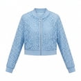 thumbnail image 7 of Cmfcve Women's Floral Lace Zip Up Jacket Long Sleeve Ribbed Cuffs Hollow Out Lightweight Summer Layering Cropped Outerwear, 7 of 7