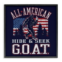 Stupell Industries Hide & Seek Monster Fairy Tales & Fantasy Painting Black Framed Art Print Wall Art, 12 x 12