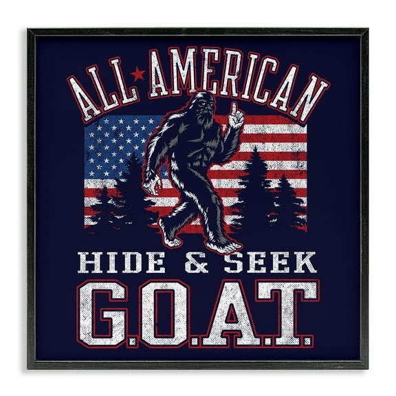 Stupell Industries Hide & Seek Monster Fairy Tales & Fantasy Painting Black Framed Art Print Wall Art, 12 x 12