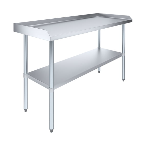 AmGood 60" Long x 24" Deep Commercial Work Table with Backsplash and Sidesplashes | Stainless Steel Prep Table for Kitchen, Restaurant, Garage, Laundry | NSF