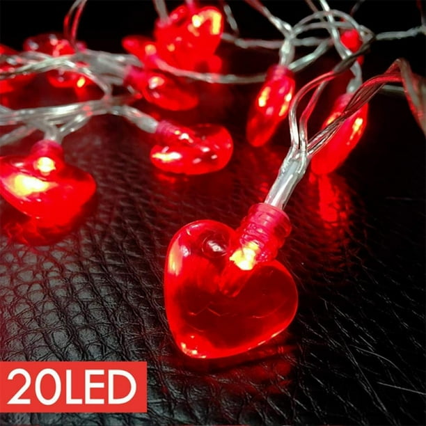 Valentine Lights 8.2 ft 20 LEDs Red Heart Shaped String LED Lights