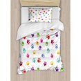 thumbnail image 3 of Colorful Duvet Cover Set, Hand Painted Illustration of Animal Footprints Vibrant Art in Watercolors, Decorative 3 Piece Bedding Set with 2 Pillow Shams, King Size, Multicolor, by Ambesonne, 3 of 3