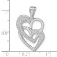 thumbnail image 3 of Sterling Silver Polished & Textured Hearts Pendant Charm, 3 of 4