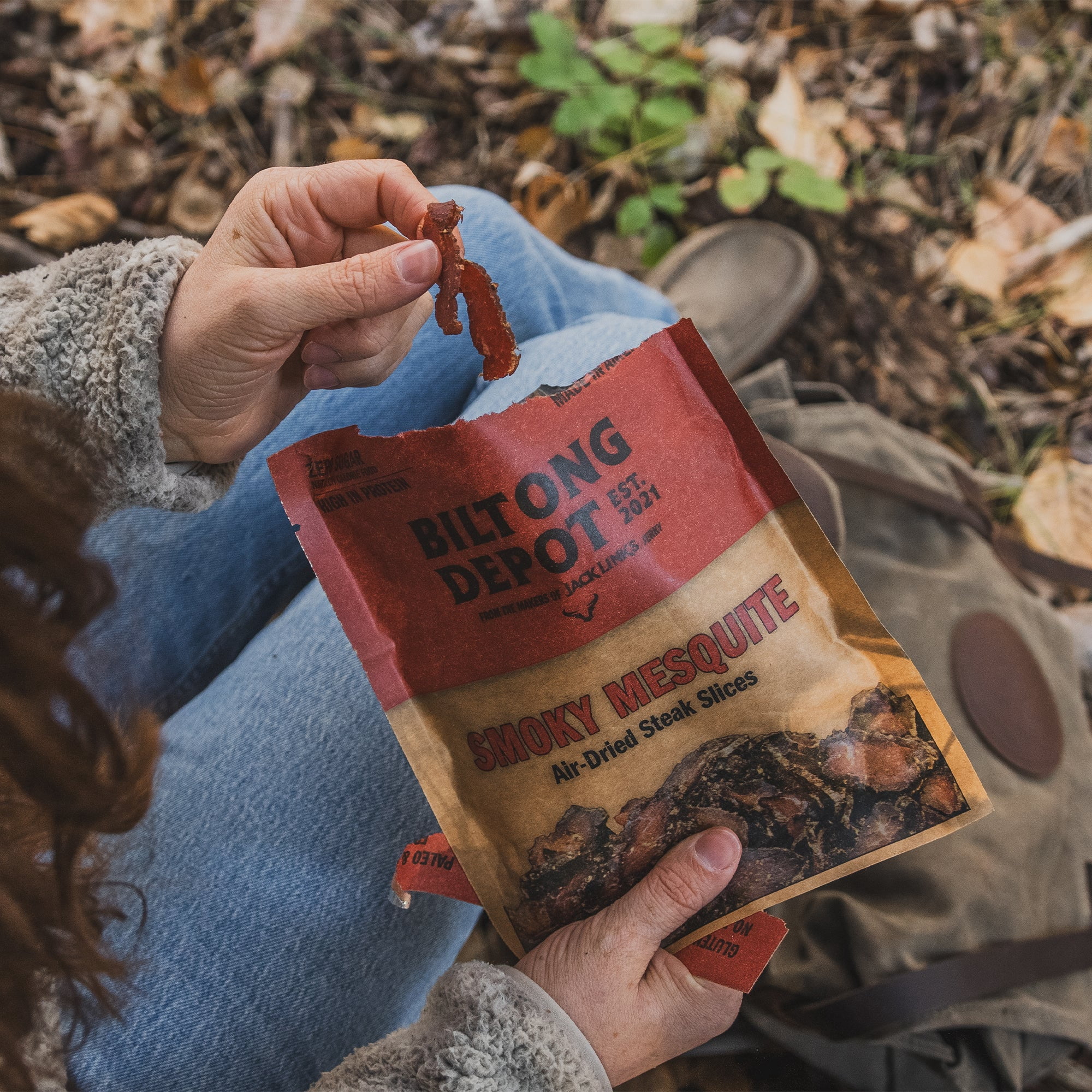 Biltong Depot Smoky Mesquite Steak Slices (1 pound): High Protein Snack, No Sugar, Smoked Natural Dried Beef Jerky