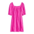 thumbnail image 3 of Ladies Fashion Casual Short Sleeves Solid Color Dress Dress Vacation Beach Dress Summer Beach Dress Daytime Dresses for Women Casual Button Front Dress Dresses for Women Midi Length Smocked Dresses, 3 of 8