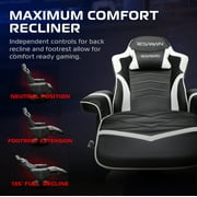 RESPAWN 900 Console Gaming Recliner with Footrest and Lumbar Support - Comfortable Ergonomic Gaming Chair with Headrest, No Wheels, Reclining, Heavy Duty, Racing Style Video Game Chairs - White