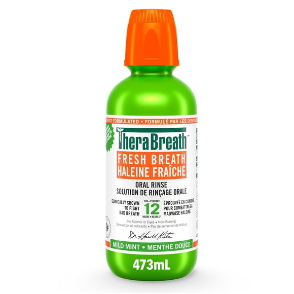 TheraBreath Fresh Mouthwash, Daily Mouthwash for Oral Hygiene & Breath Freshening, up to 12 Hours of Fresh Breath , Mild Mint, 473 ml