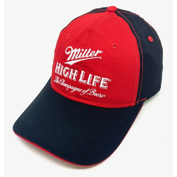 Miller Beer High Life Men's Embroidered Adjustable Hat Cap - Red/Black