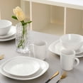 thumbnail image 3 of Bestone 16 Piece Round Kitchen Dinnerware Set,Plates and Bowls sets,Dishes, Plates, Bowls, Mugs, Dish Set，Plates and Bowls,Service for 4, Stoneware (white, square), 3 of 8