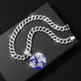 thumbnail image 5 of Hip Hop Cuban Chains Planet Earth Pendant Diamond Cuban Necklace for Men and Women 15mm Necklaces Jewelry Iced Out Bling Chain, 5 of 7