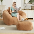 thumbnail image 6 of Aukfa Giant Bean Bag Chair,Lounge Chair Floor Lazy Sofa Bed with Ottoman & Pillow,Khaki, 6 of 8