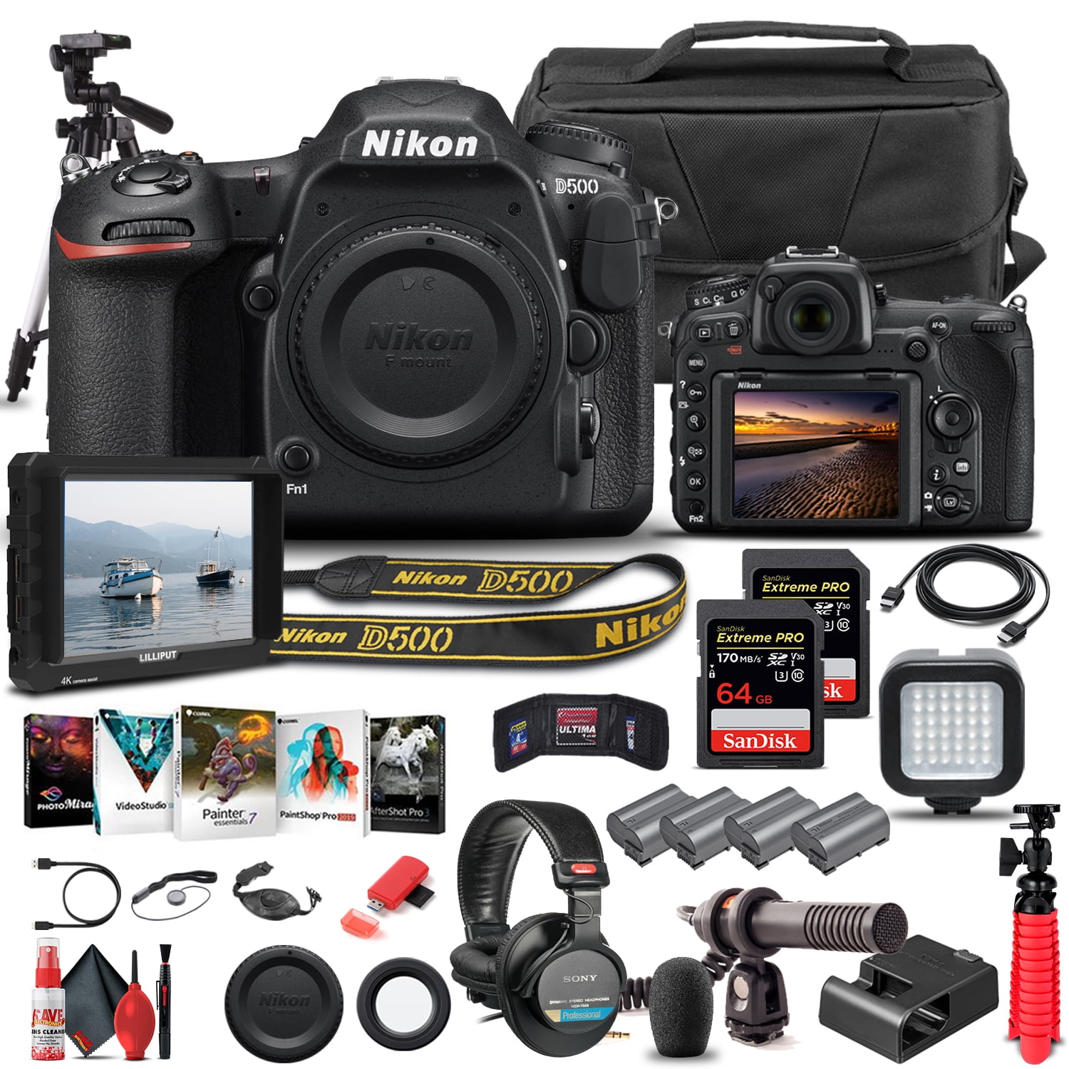 Nikon D500 DSLR Camera 20.9MP Body Only 4K Video Pro Bundle (International Model)