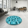 thumbnail image 4 of Ahgly Company Machine Washable Indoor Round Transitional Dark Cyan Green Area Rugs, 5' Round, 4 of 7