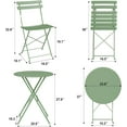 thumbnail image 2 of IDEALHOUSE 3 Pieces Dining Table Set Green, Folding Outdoor Bistro Set with 2 Chairs and 1 Table, Space-Saving Wooden Patio Furniture for Balcony, Garden, Small Spaces, 2 of 9