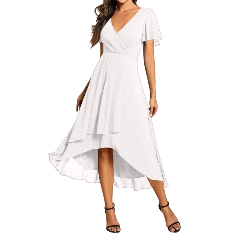 white semi formal midi dress Petal and Pup Women's Camellia Midi Dress