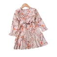 thumbnail image 3 of Esaierrr Baby Kids Girls Large Flowers Pressed Pleats Princess Dress 2-6Y Lace Dress Long Sleeves Casual Dress Lace-Up Princess Dress, 3 of 7