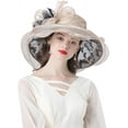 thumbnail image 5 of Women's Derby Church Hat Bridal Tea Party Wedding Party Sun Hat with Detachable Hat Flower as Fascinators, 5 of 6