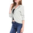 thumbnail image 4 of MODA NOVA Juniors Notched Lapel Button Decor Thin Striped Blazer White XS, 4 of 6
