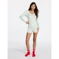 thumbnail image 2 of No Boundaries Giftable Henley Sleep Top and Shorts with Socks Set, 3-Piece, Women's XXS-3X, 2 of 6