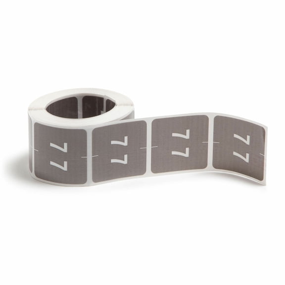 Smead® DCC and DCCRN Color-Coded Numeric Labels, SMD67427, "Number", 1 1/2"W x 1 1/2"L, Gray, 250 Per Roll