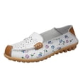 thumbnail image 1 of asdoklhq Womens Casual Shoes,Women's Comfortable Hollow Leather Printed Flat Casual Loafers Single Shoes, 1 of 8