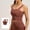 Brown, variant on Women's Summer Short-sleeved Fashion Fitness Yoga Sports Bra With Underwire Elastic Slim-fitting Gathered Light Blue M