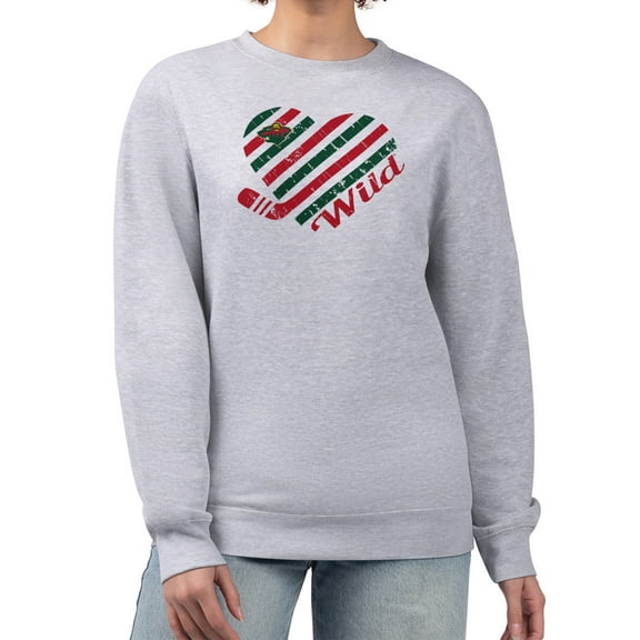 Women's G-III 4Her by Carl Banks  Heather Gray Minnesota Wild Heart Graphic Pullover Sweatshirt